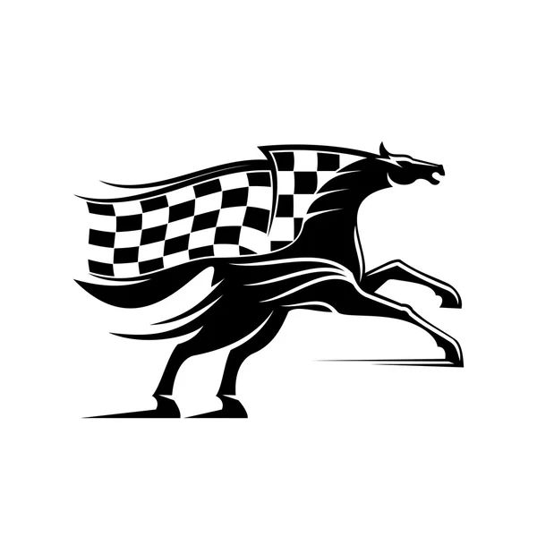 Racehorse versenyzős zászló ikonnal — Stock Vector