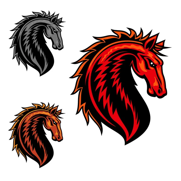 Wild mustang cavalo banda desenhada mascote — Vetor de Stock