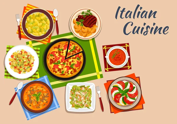 Menú de cocina nacional italiana platos — Vector de stock