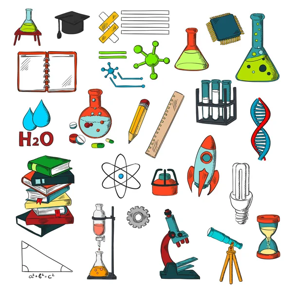 Química, física, esbozos educativos — Vector de stock