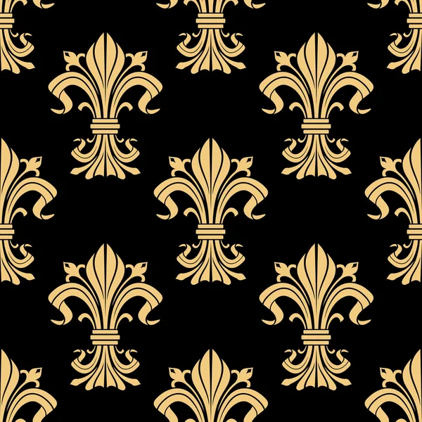 Patrón de flor de lis victoriana dorada — Vector de stock