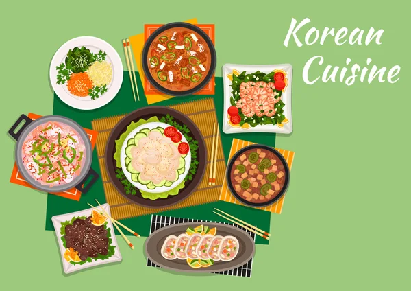 Cena de cocina nacional coreana — Vector de stock