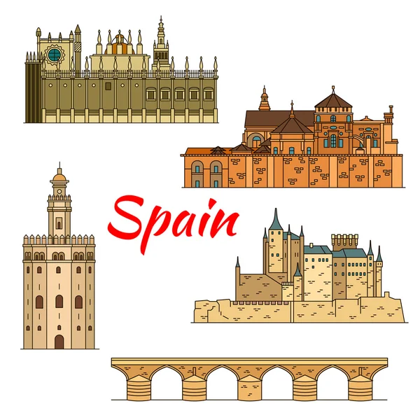 Historische reis bezienswaardigheden van Spanje — Stockvector