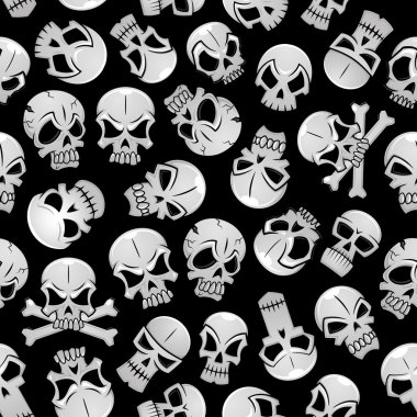 Skeleton skulls seamless pattern background clipart