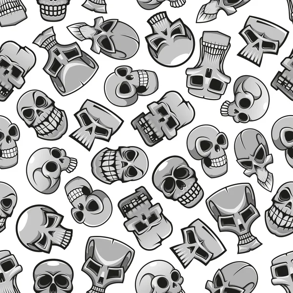 Skelett Totenköpfe nahtlose Muster Hintergrund — Stockvektor