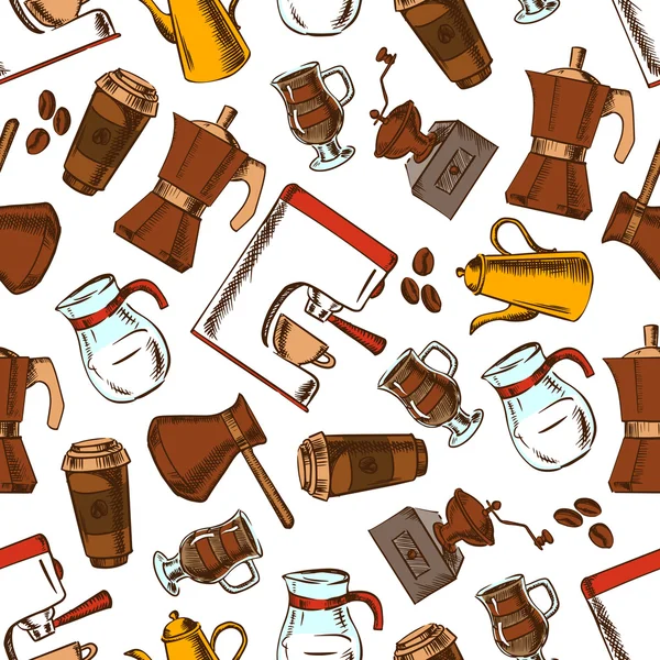 Koffie makers naadloze patroon achtergrond — Stockvector
