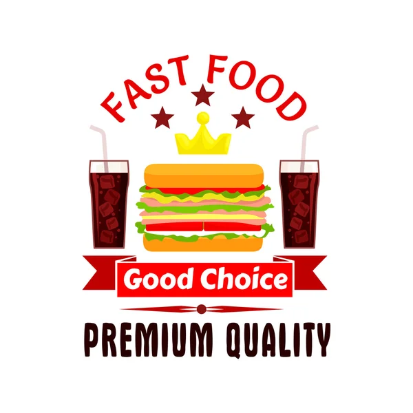 Fast food cheeseburger i ikona koksu sodowego — Wektor stockowy