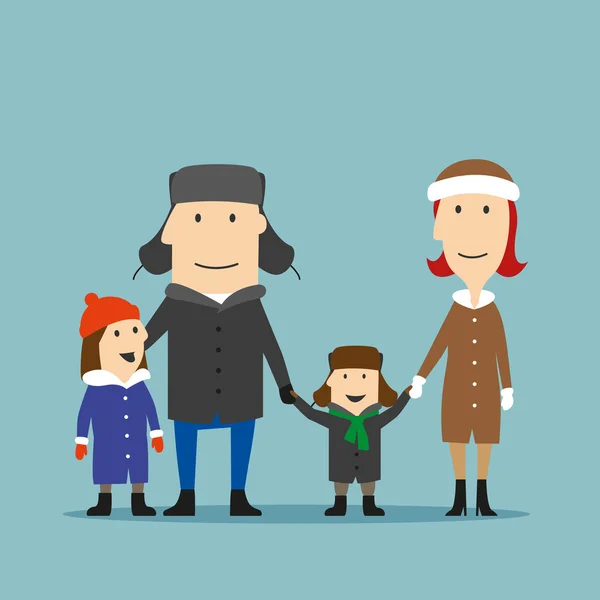 Lykkelig familie om vinteren – stockvektor