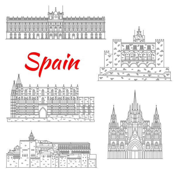 İspanya'nın ünlü turistik mekanları — Stok Vektör