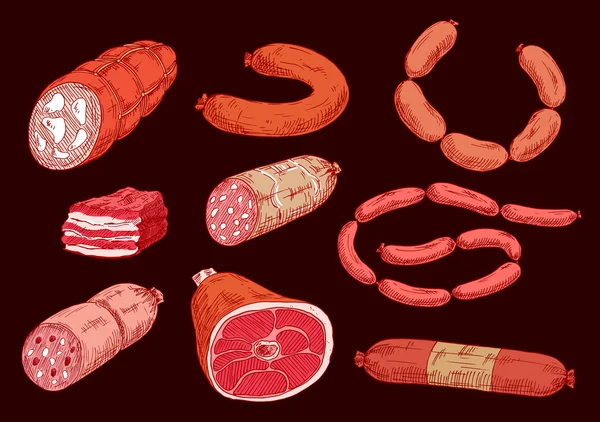 Diseño de alimentos, estilo de boceto — Archivo Imágenes Vectoriales