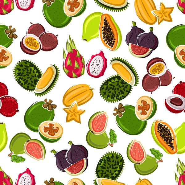 新鲜热带水果无缝图案 — 图库矢量图片