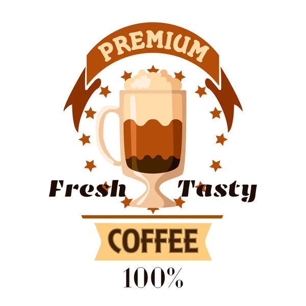 Cappuccino latte coffee cup cafe label — Stock Vector