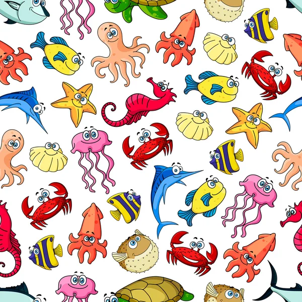 Desenhos animados subaquáticos sem costura fundo padrão — Vetor de Stock