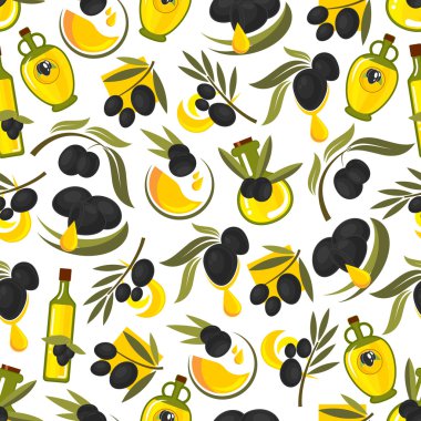 Siyah zeytin dalları ve zeytinyağı arka plan