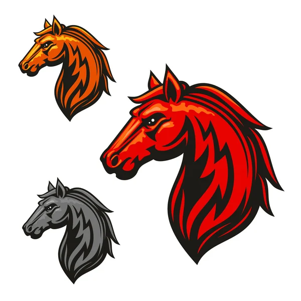 Incendio cavallo stallone emblemi araldici — Vettoriale Stock