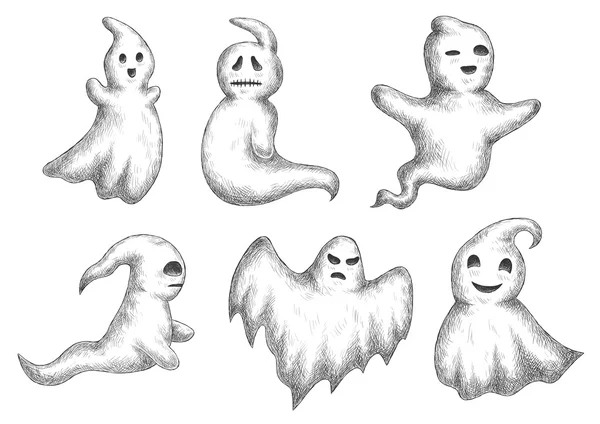 Desenhos animados halloween engraçado ghots ícones —  Vetores de Stock