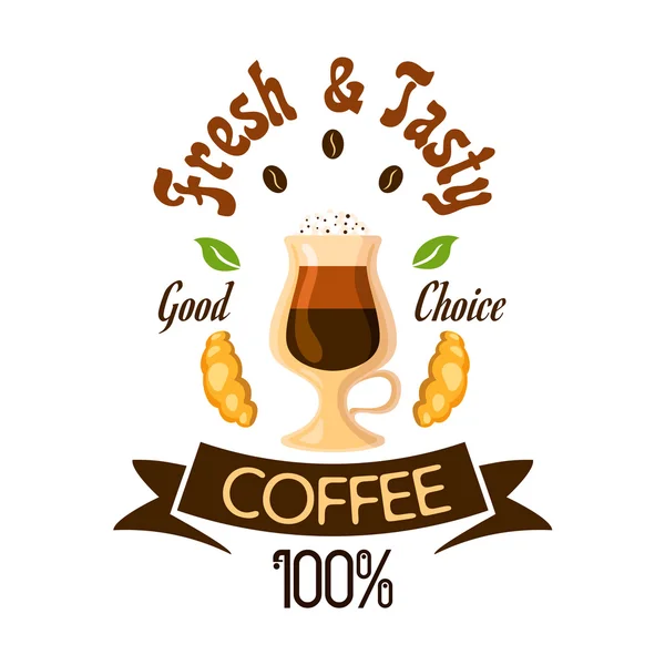 Fresh and tasty coffee fast food label — Stock Vector