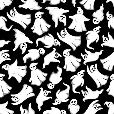 Karikatür Halloween Ghosts sorunsuz arka plan