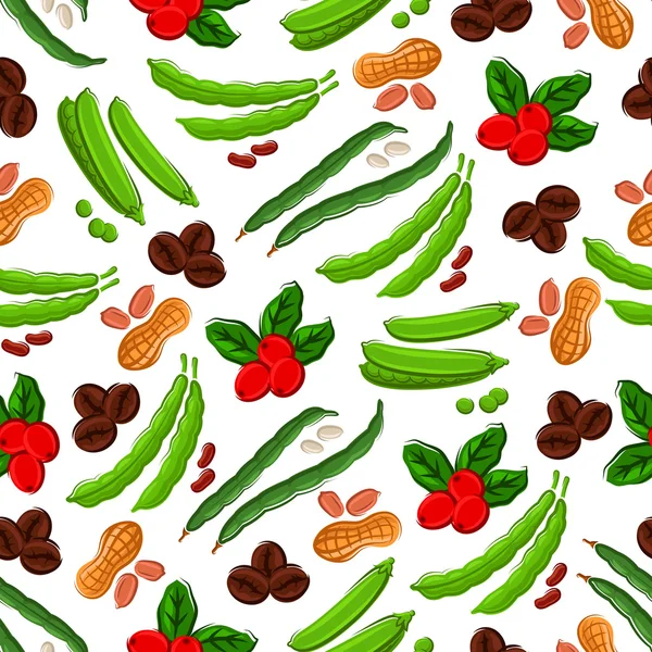 Hortalizas, frutos secos, bayas semaless fondo — Vector de stock