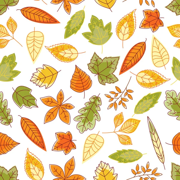 Falling leaves seamless pattern background — Stock Vector