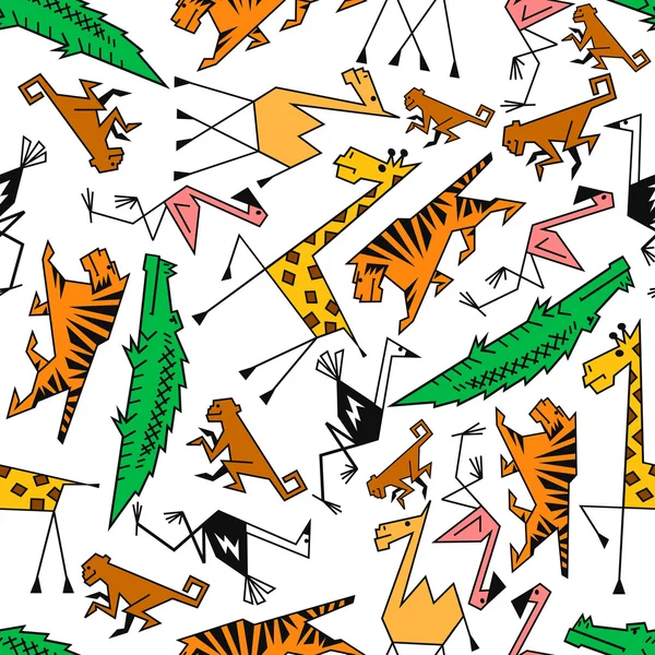 Animales de safari de dibujos animados africanos y de la selva — Vector de stock