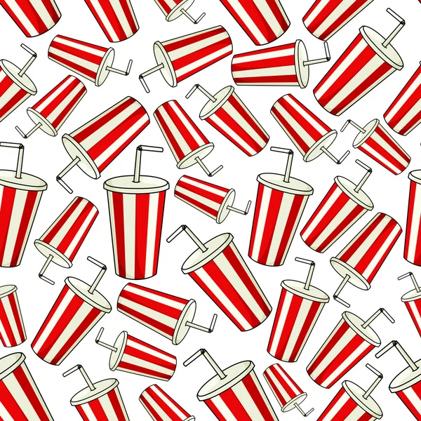 Clássico vermelho Coca-Cola copo de papel sem costura fundo —  Vetores de Stock