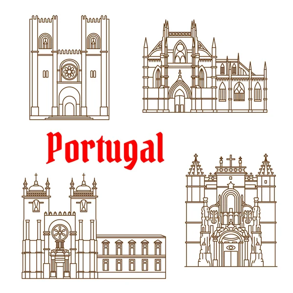 Lugares de interés de Portugal icono lineal para el diseño de viajes — Vector de stock