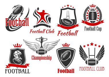 American football heraldic sports badges clipart