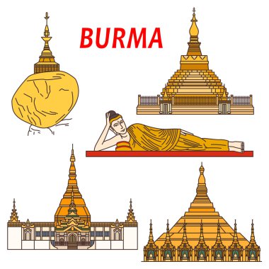 Burma'nın antik Budist tapınakları renkli ikon