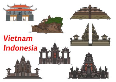 Vietnam ve Endonezya seyahat simgeleri