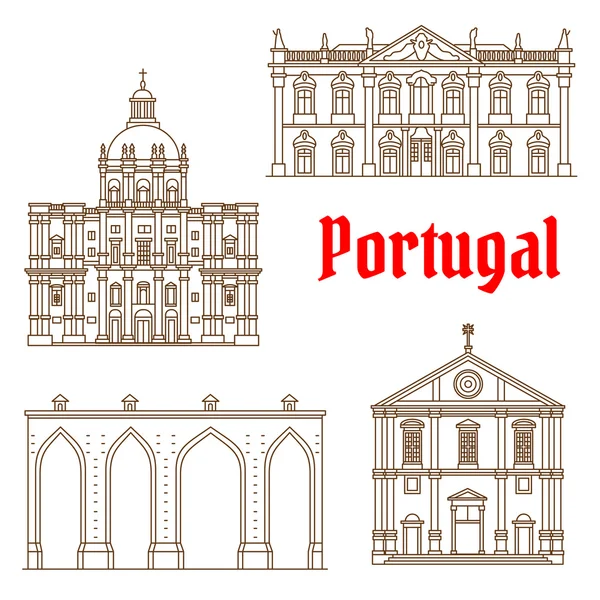 Portugees reizen bezienswaardigheden van Lisbon icons — Stockvector