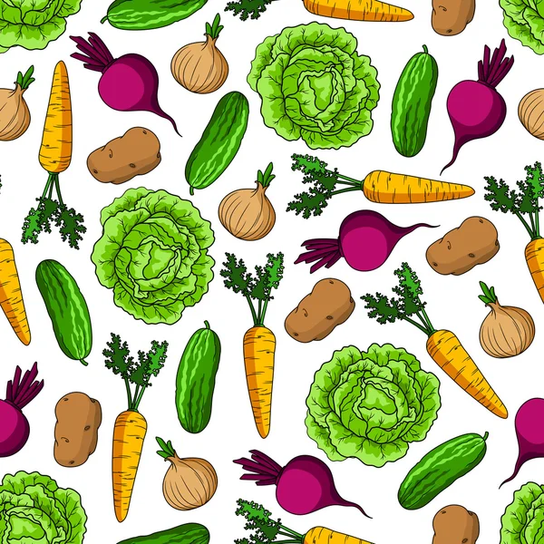 Modèle de légumes agricoles sains sans couture — Image vectorielle