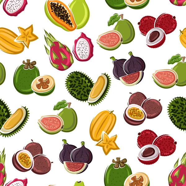 Tropical dessert fruits seamless pattern — Stock Vector