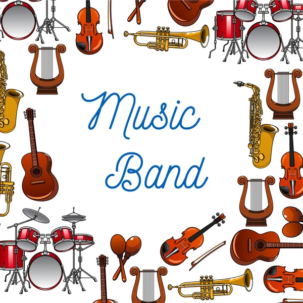 Cartaz de instrumentos musicais para design musical —  Vetores de Stock
