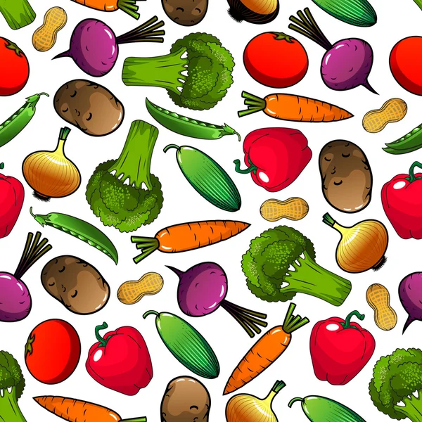 野菜と豆類のシームレスなパターン — ストックベクタ