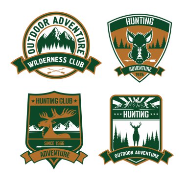 Hunting club emblem icons clipart