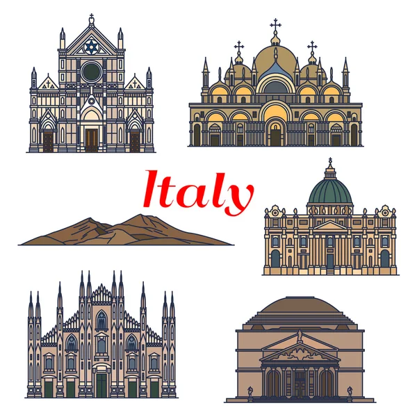 Edifici storici e visite turistiche d'Italia — Vettoriale Stock