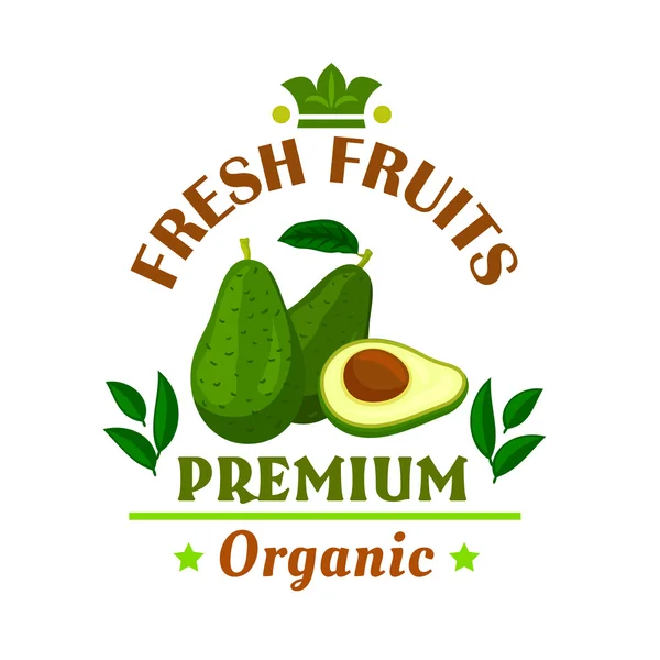 Cartaz de frutas frescas. Ícone de abacate verde — Vetor de Stock