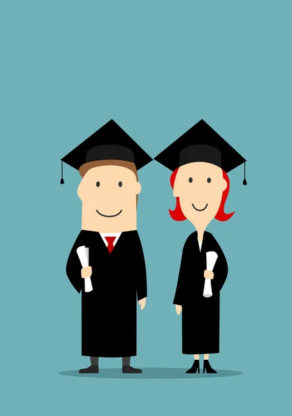 Absolwenci w studiach czarny płaszcz i czapkę — Wektor stockowy
