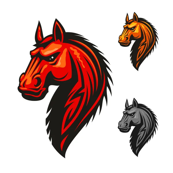 Cabeza de caballo semental y crin vector icono — Vector de stock