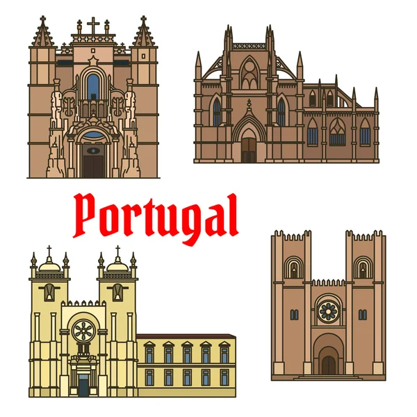 Historische gebouwen en bezienswaardigheden van Portugal — Stockvector