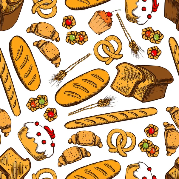 Boulangerie et pâtisserie fond sans couture — Image vectorielle