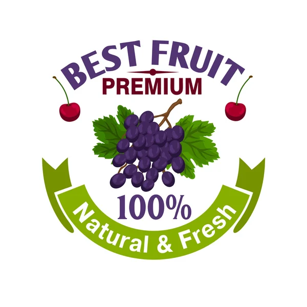 Fresh grape and cherry fruit icon — Stock Vector