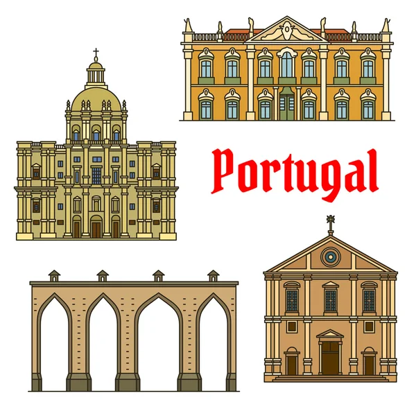 Historische Gebäude und Sehenswürdigkeiten von Portugal — Stockvektor