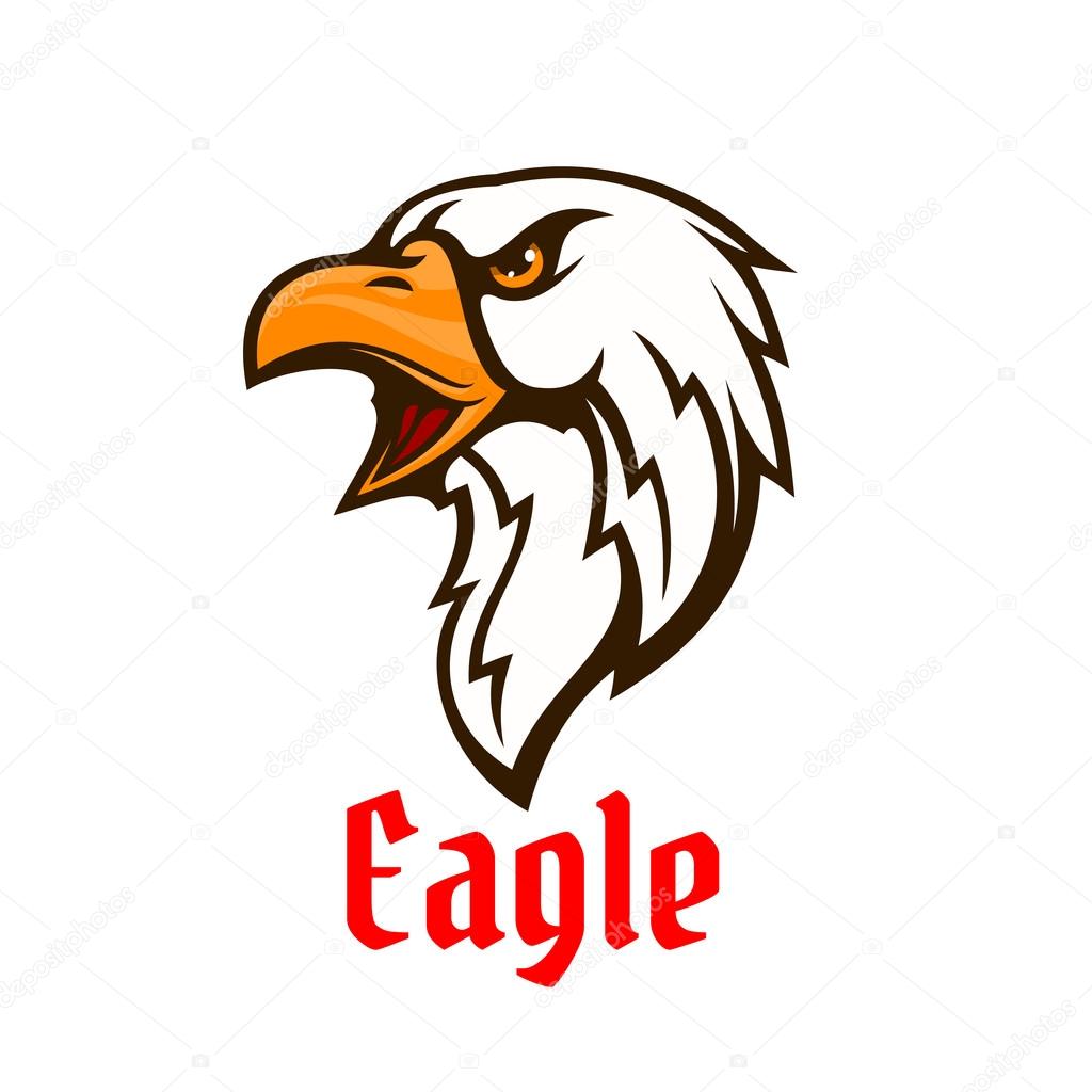 Eagle vector emblem. Falcon sign for team mascot shield, icon, badge, label and tattoo. Hawk graphic symbol. Scout, patriotic and guard concept