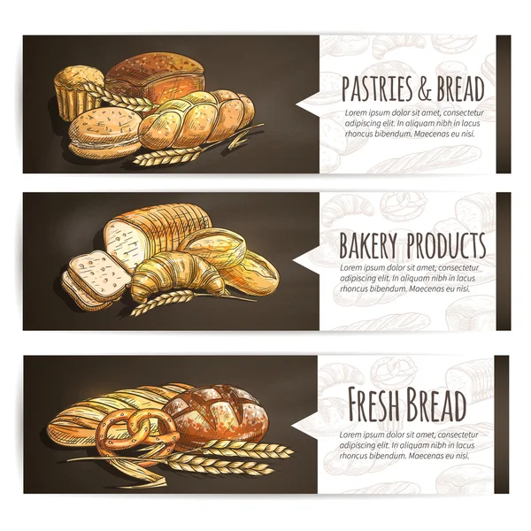 Bakery fresh bread and pastries poster — Stock Vector