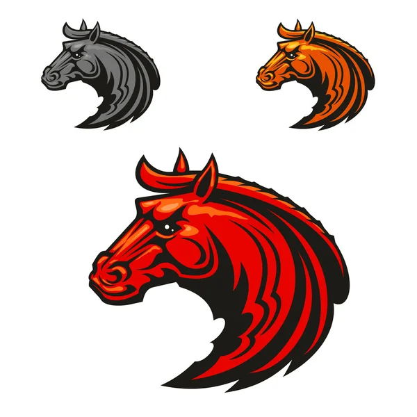 Häst hingst huvuden heraldiska emblem — Stock vektor
