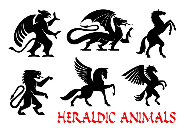 Heraldische mythische dieren emblemen — Stockvector