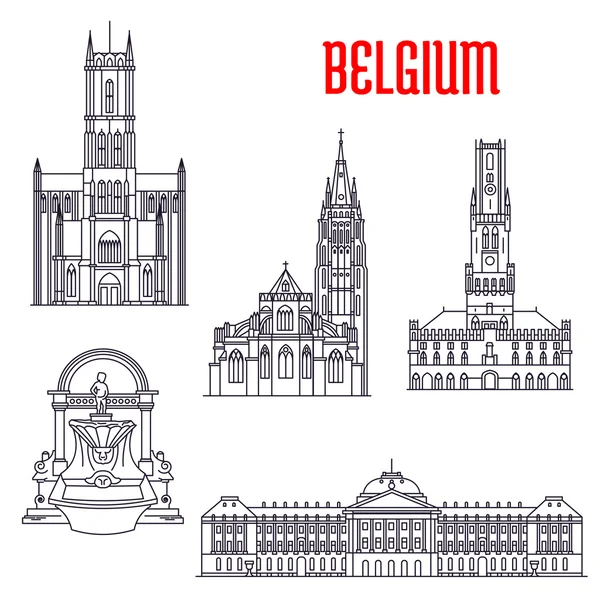 Edificios históricos y arquitectura de Bélgica — Vector de stock