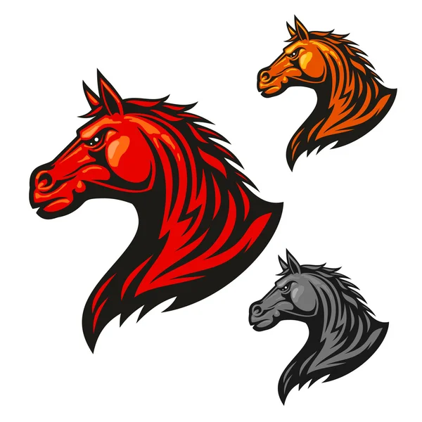 Iconos de caballos furiosos. emblemas de semental estilizado — Vector de stock